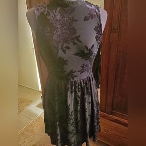 Forever 21 Black Floral Sexy Goth Mini Dress Size Medium but More Like a Small